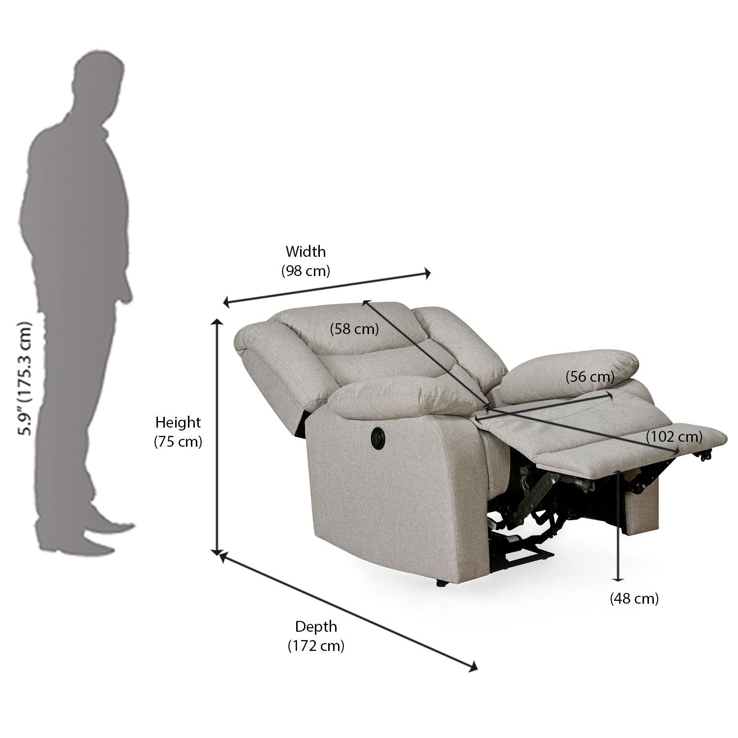 Nilkamal Era 1 Seater Electric Recliner (Honey Beige)