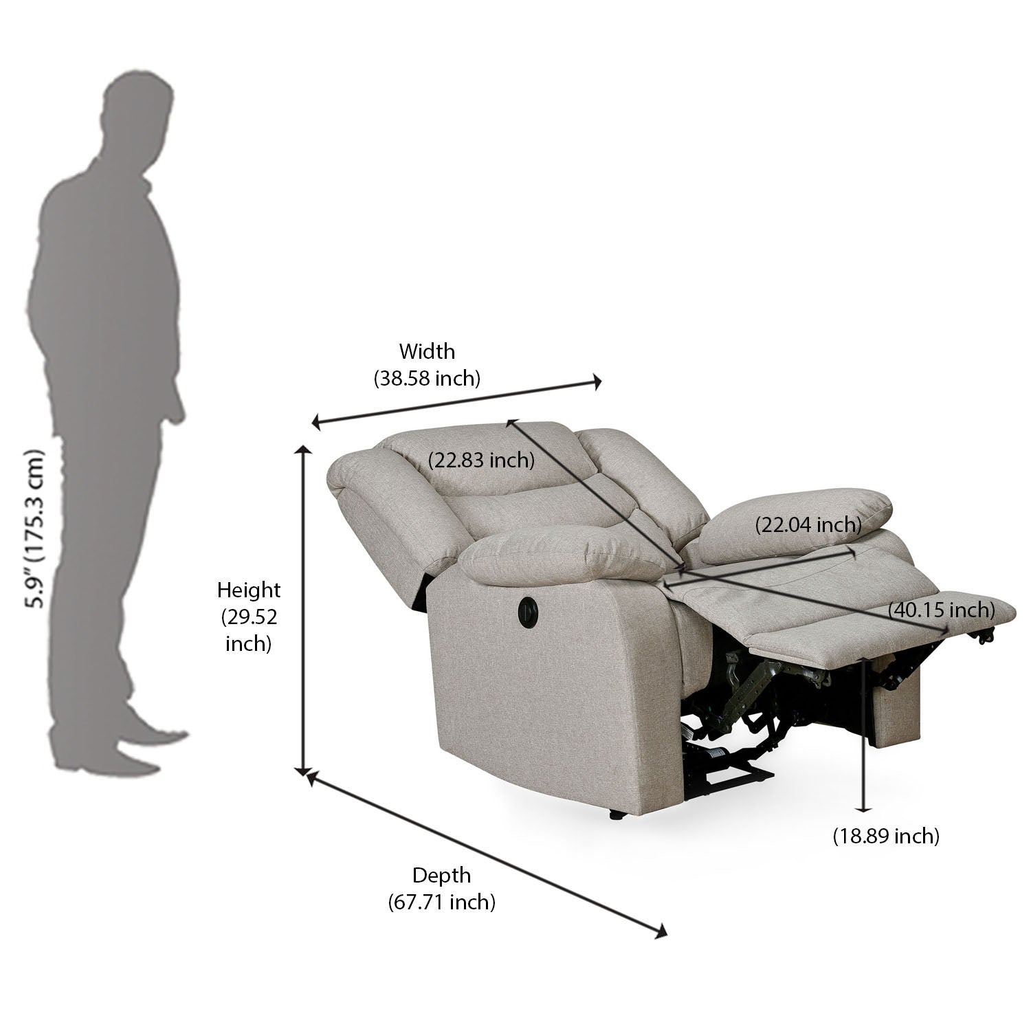 Nilkamal Era 1 Seater Electric Recliner (Honey Beige)
