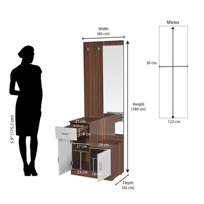 Nilkamal Erwin Dressing Table (Walnut / White)