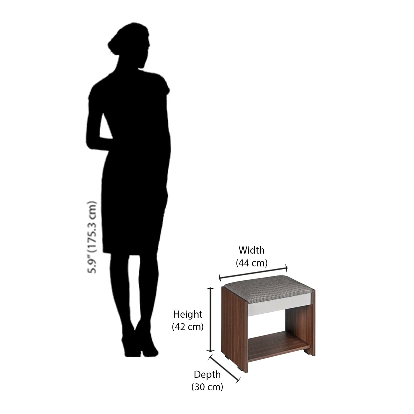 Nilkamal Erwin Dressing Table (Walnut / White)