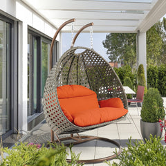 Marco Double Seater Hanging Swing With Stand For Balcony , Garden Swing (Dark Grey)