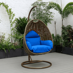 Marcello Single Seater Hanging Swing With Stand For Balcony , Garden (Brown)