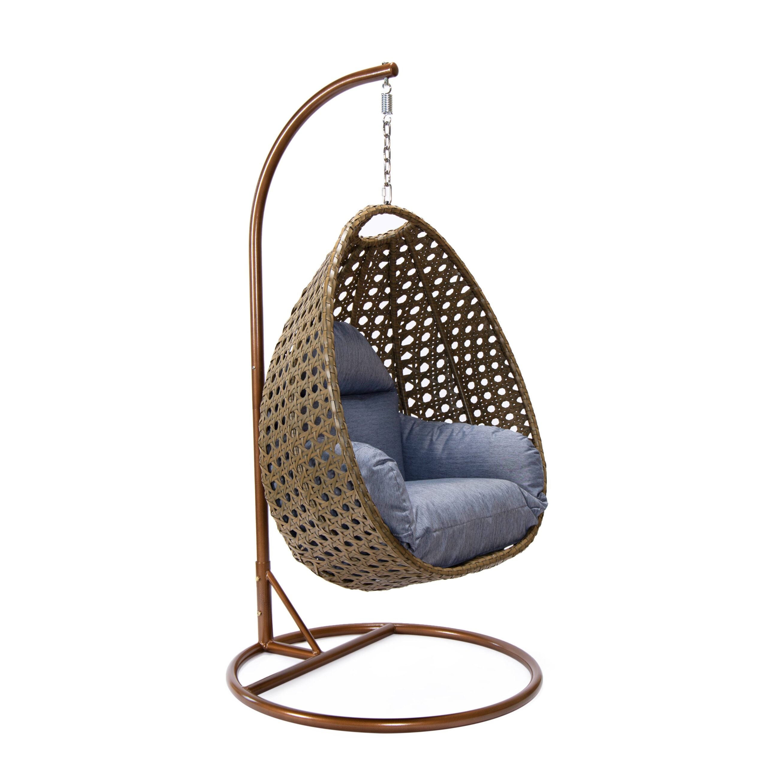 Marcello Single Seater Hanging Swing With Stand For Balcony , Garden (Brown)