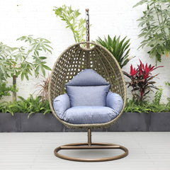 Marcello Single Seater Hanging Swing With Stand For Balcony , Garden (Brown)