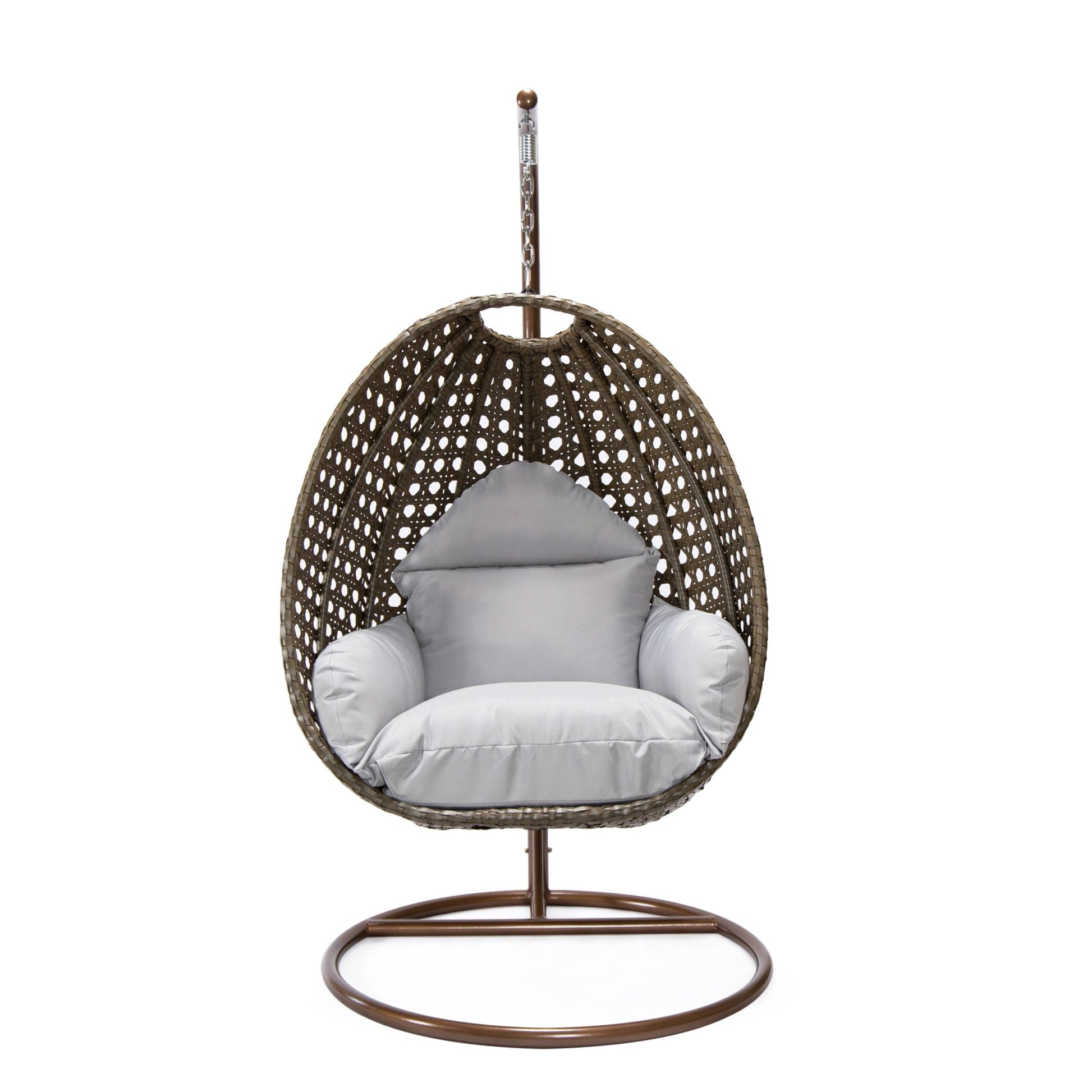 Marcello Single Seater Hanging Swing With Stand For Balcony , Garden (Brown)