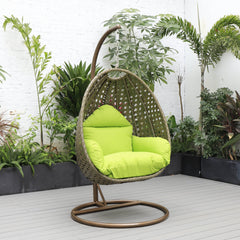 Marcello Single Seater Hanging Swing With Stand For Balcony , Garden (Brown)