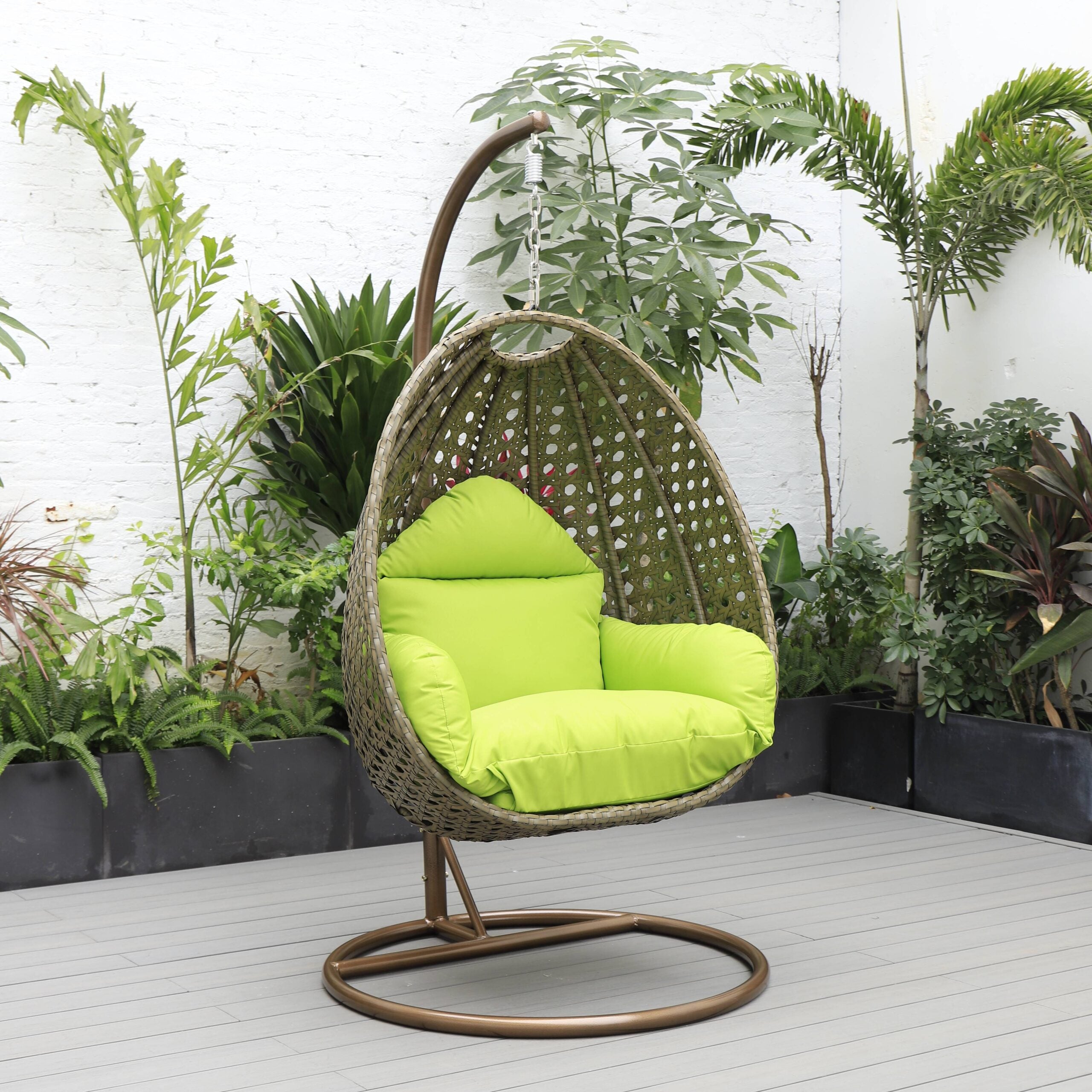 Marcello Single Seater Hanging Swing With Stand For Balcony , Garden (Brown)
