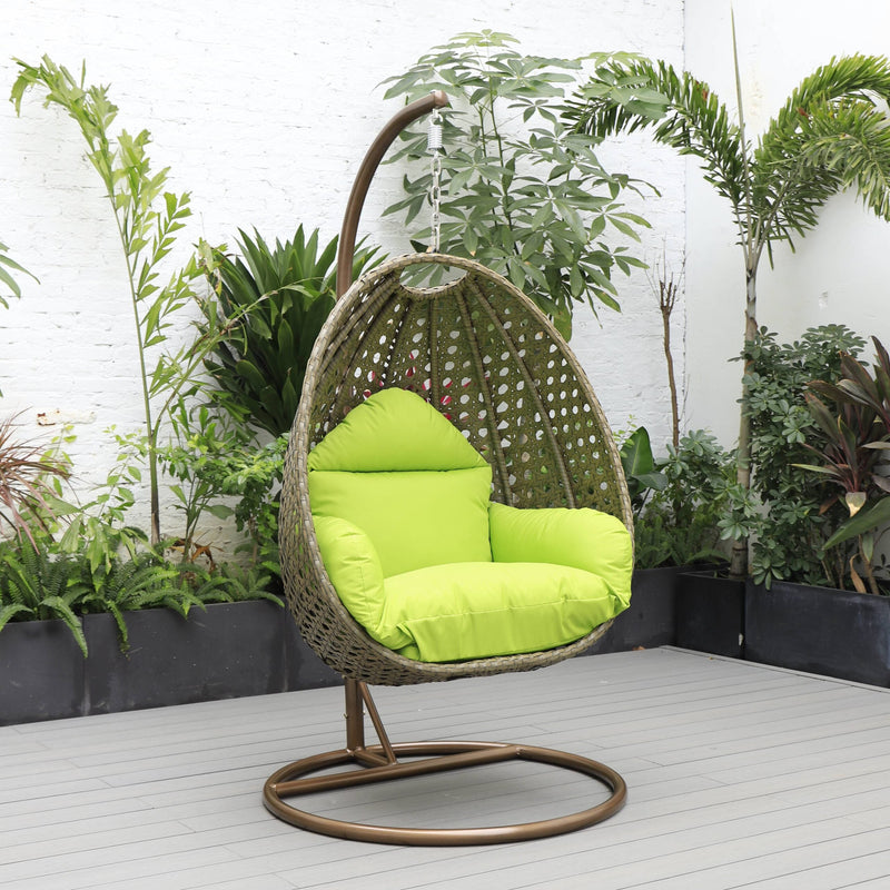Marcello Single Seater Hanging Swing With Stand For Balcony , Garden (Brown)