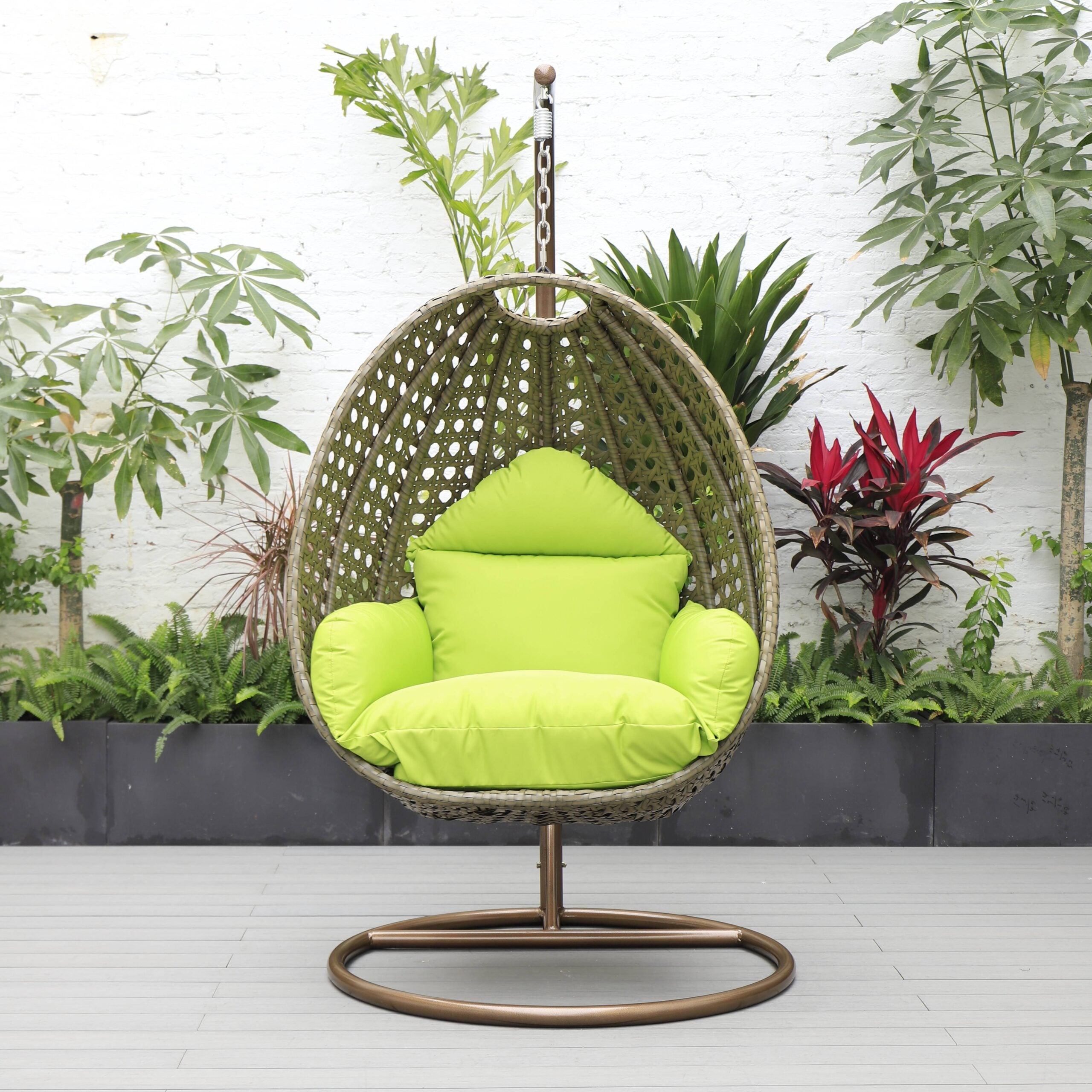 Marcello Single Seater Hanging Swing With Stand For Balcony , Garden (Brown)