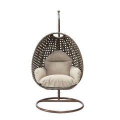 Marcello Single Seater Hanging Swing With Stand For Balcony , Garden (Brown)