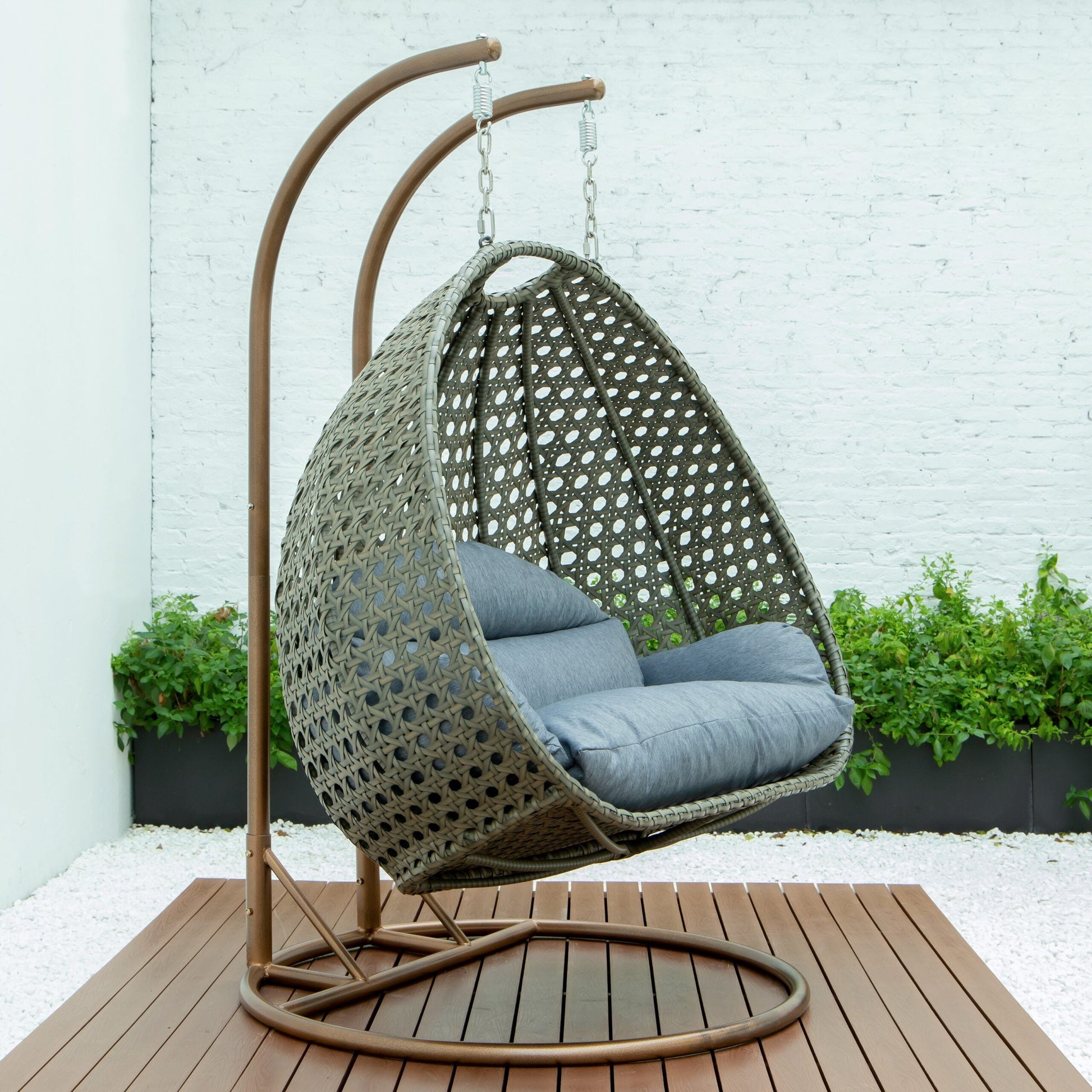 Marco Double Seater Hanging Swing With Stand For Balcony , Garden Swing (Dark Grey)
