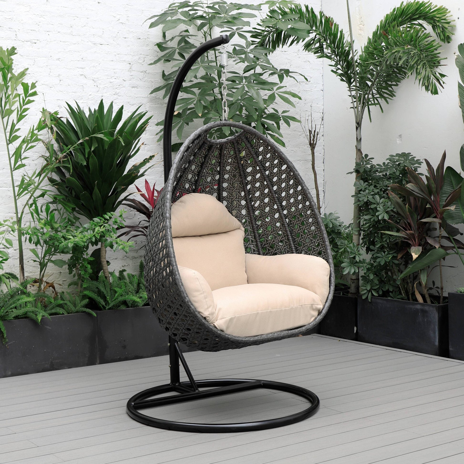 Doriano Single Seater Hanging Swing With Stand For Balcony , Garden (Drak Grey)