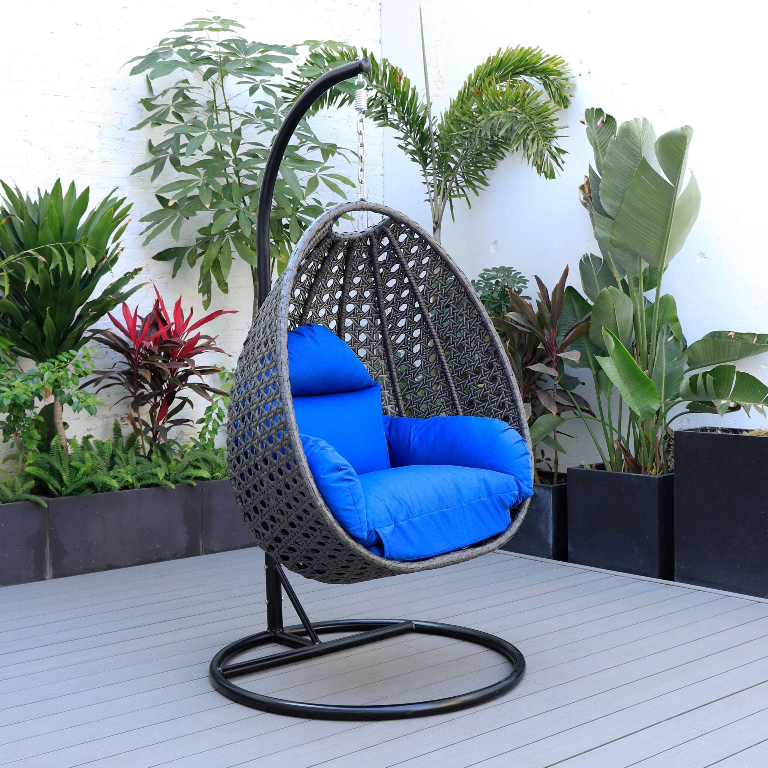 Doriano Single Seater Hanging Swing With Stand For Balcony , Garden (Drak Grey)