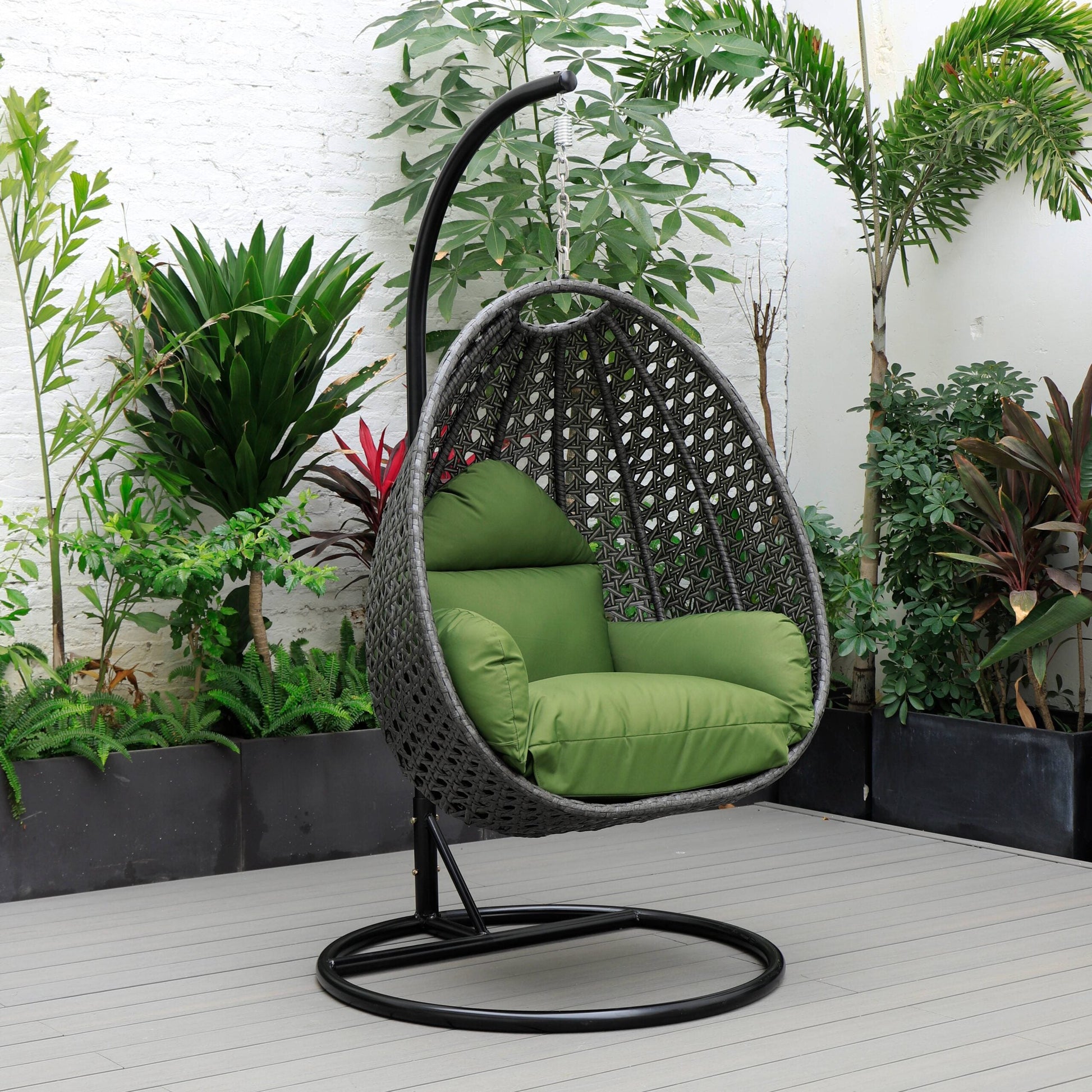 Doriano Single Seater Hanging Swing With Stand For Balcony , Garden (Drak Grey)