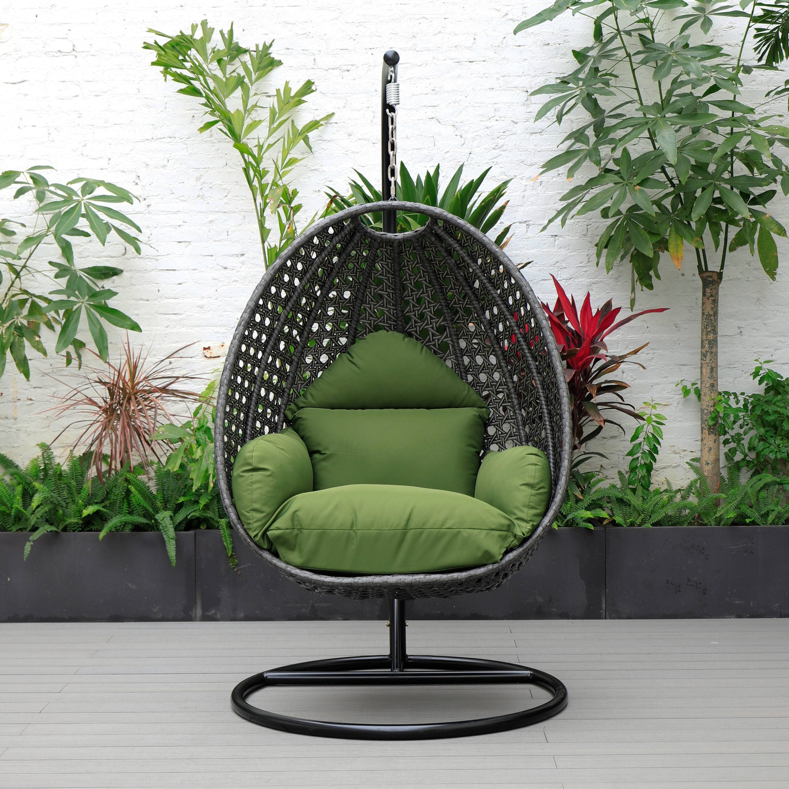 Doriano Single Seater Hanging Swing With Stand For Balcony , Garden (Drak Grey)