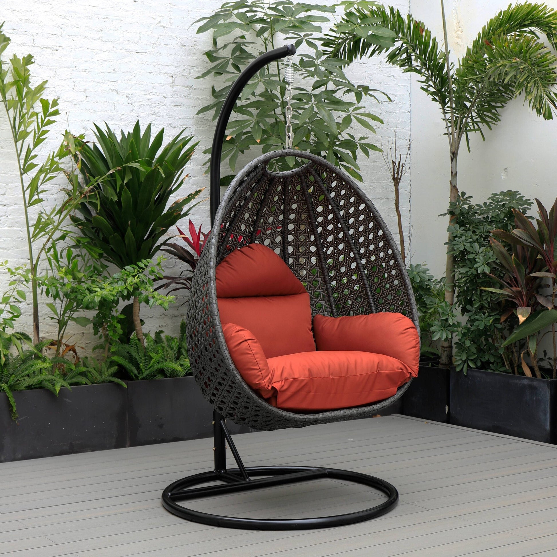 Doriano Single Seater Hanging Swing With Stand For Balcony , Garden (Drak Grey)