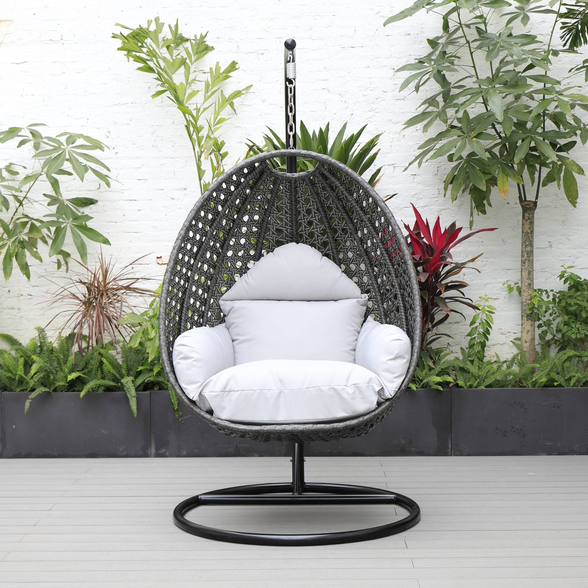 Doriano Single Seater Hanging Swing With Stand For Balcony , Garden (Drak Grey)