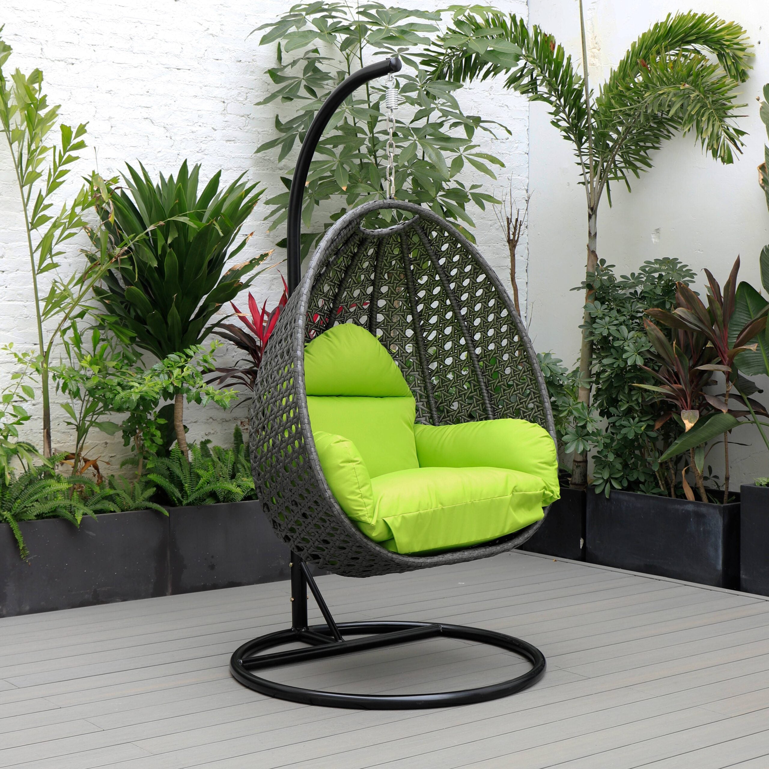 Doriano Single Seater Hanging Swing With Stand For Balcony , Garden (Drak Grey)