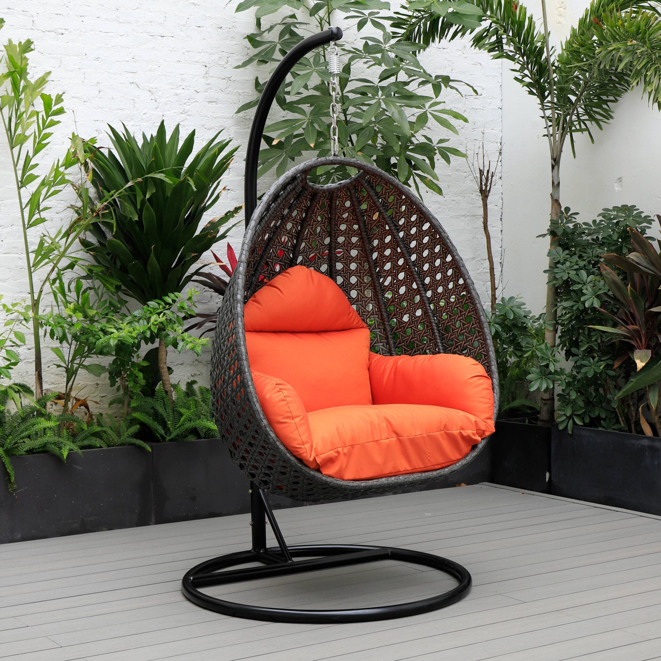 Doriano Single Seater Hanging Swing With Stand For Balcony , Garden (Drak Grey)
