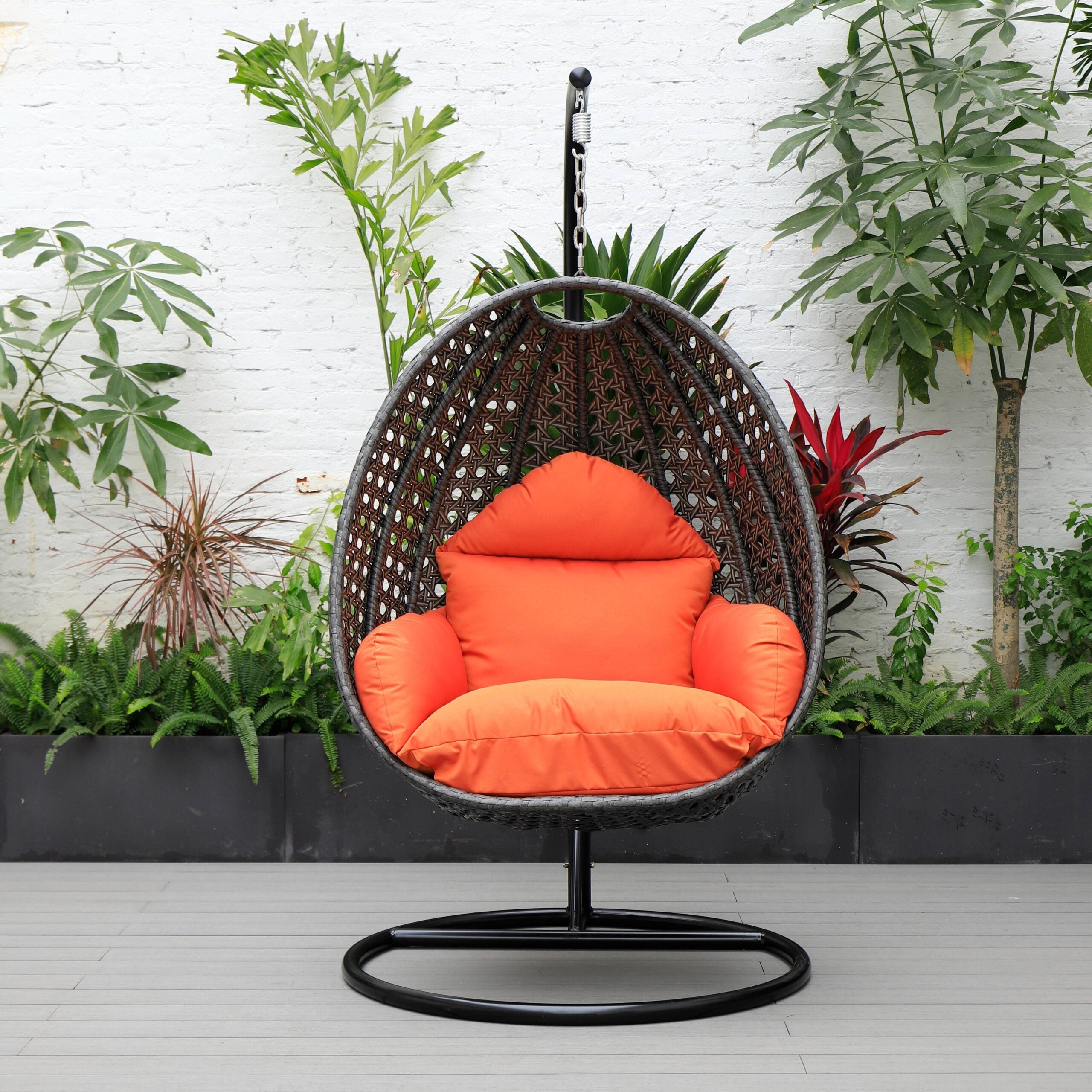 Doriano Single Seater Hanging Swing With Stand For Balcony , Garden (Drak Grey)