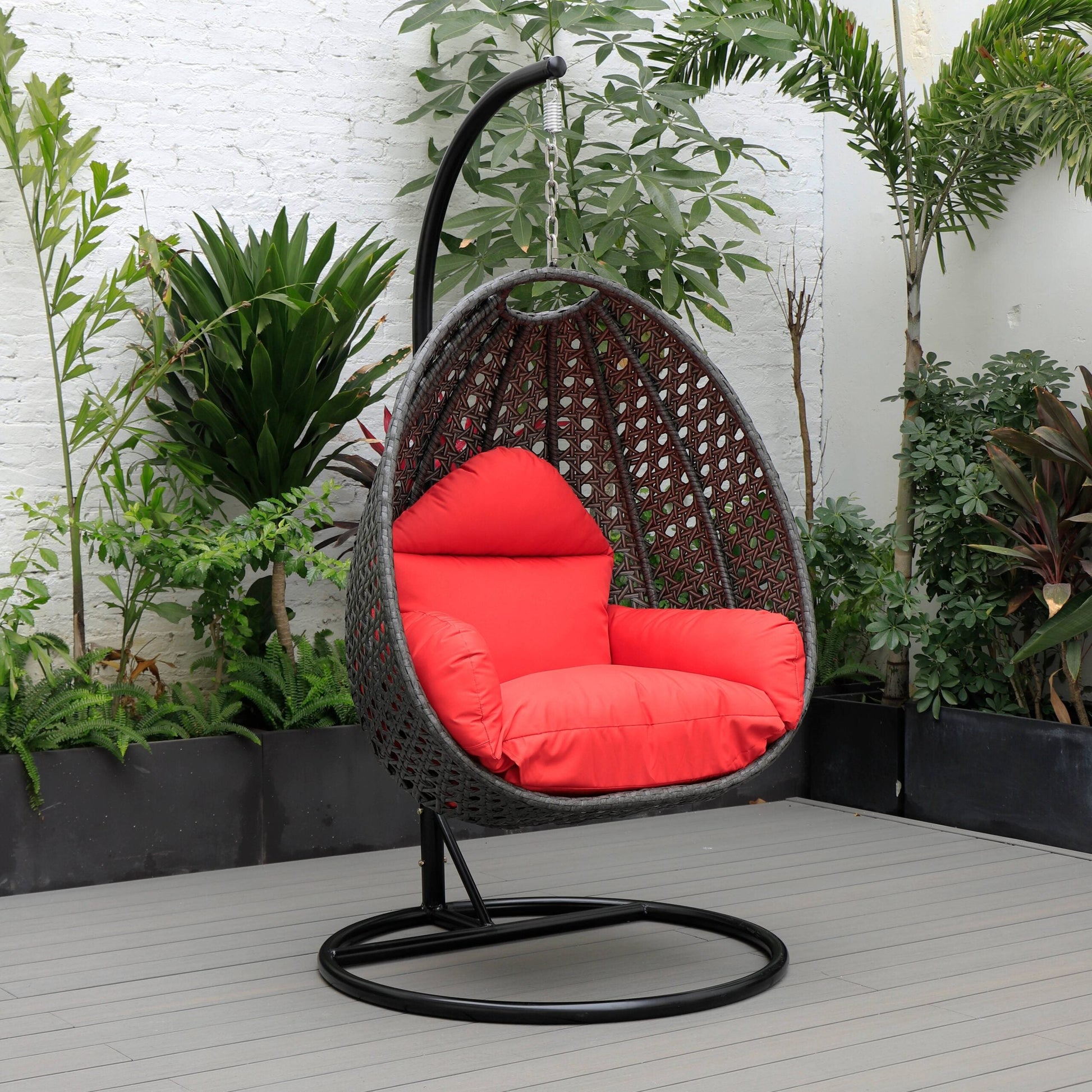 Doriano Single Seater Hanging Swing With Stand For Balcony , Garden (Drak Grey)