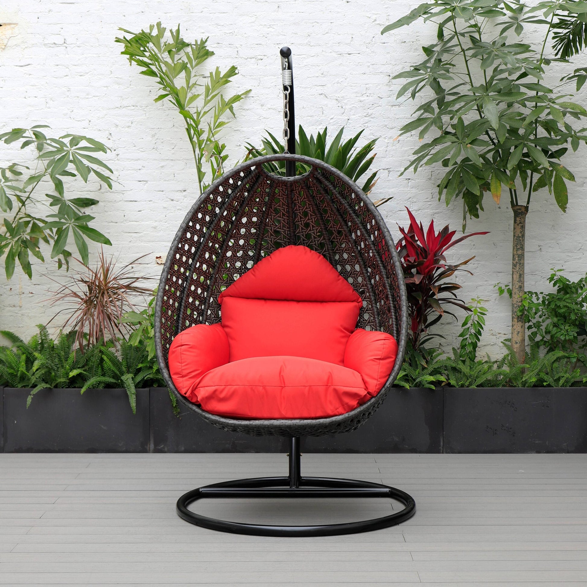Doriano Single Seater Hanging Swing With Stand For Balcony , Garden (Drak Grey)