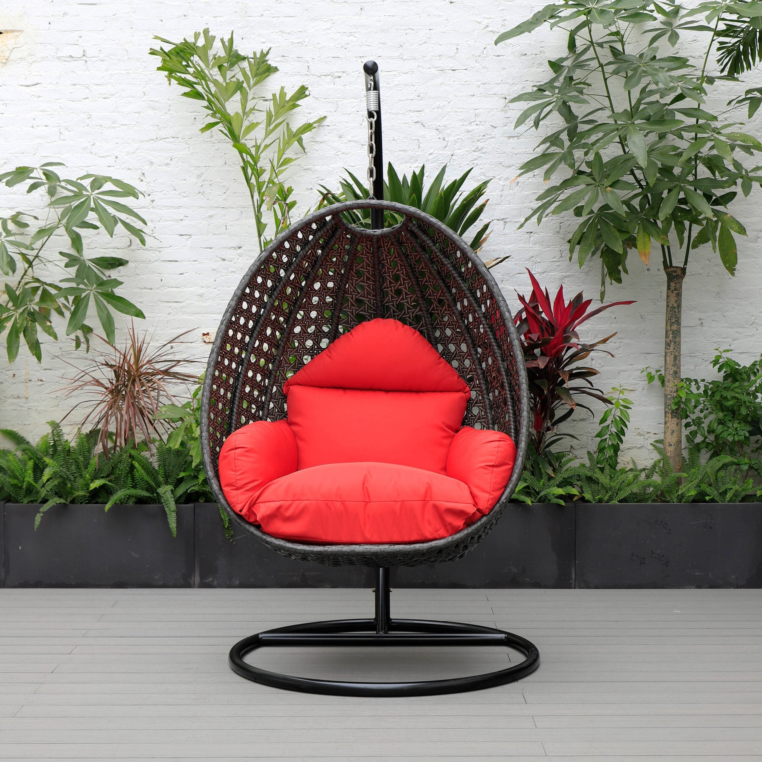 Doriano Single Seater Hanging Swing With Stand For Balcony , Garden (Drak Grey)
