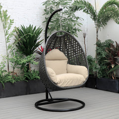 Doriano Single Seater Hanging Swing With Stand For Balcony , Garden (Drak Grey)