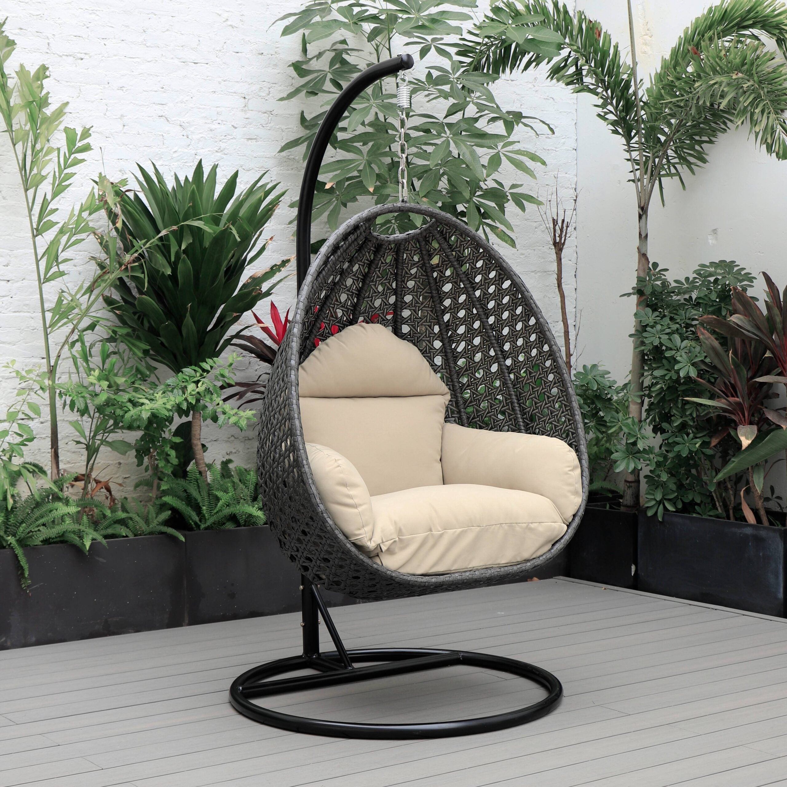 Doriano Single Seater Hanging Swing With Stand For Balcony , Garden (Drak Grey)
