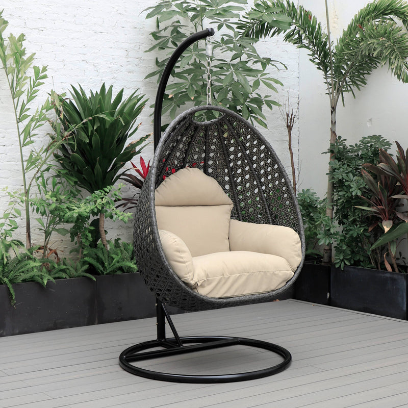 Doriano Single Seater Hanging Swing With Stand For Balcony , Garden (Drak Grey)