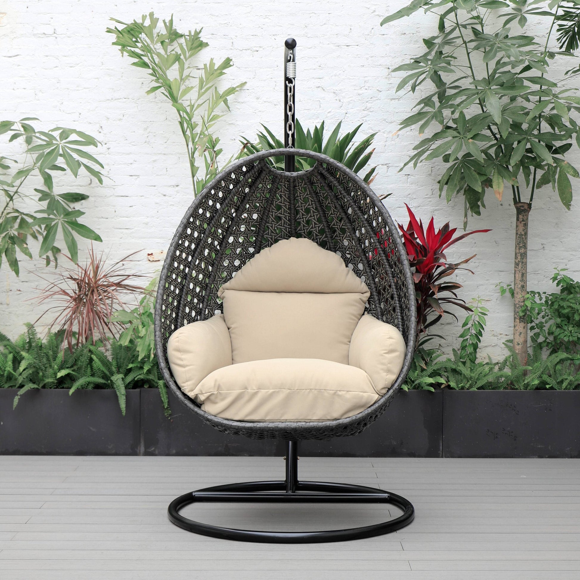 Doriano Single Seater Hanging Swing With Stand For Balcony , Garden (Drak Grey)