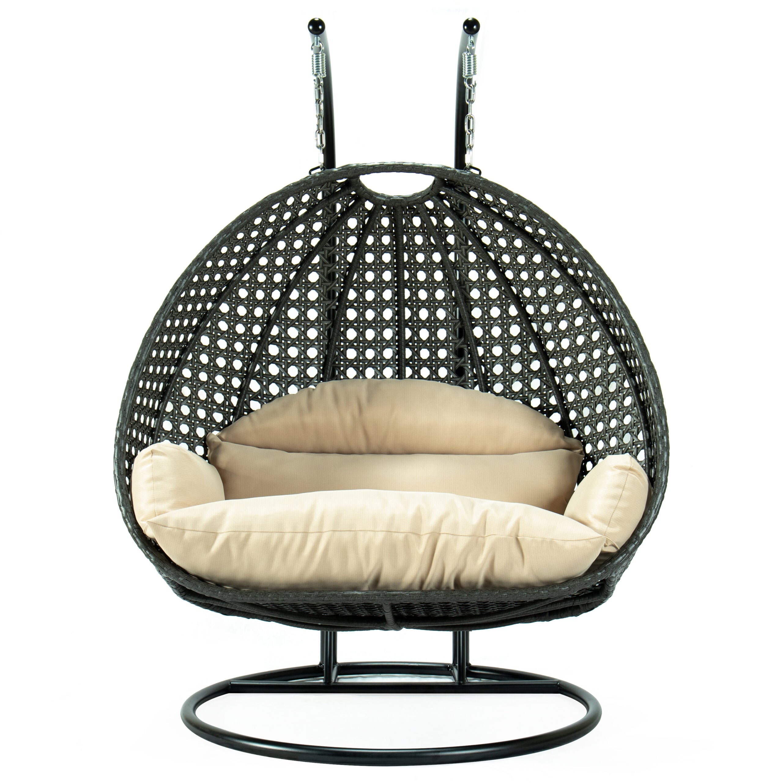Paccio Double Seater Hanging Swing With Stand For Balcony , Garden Swing (Dark Grey)