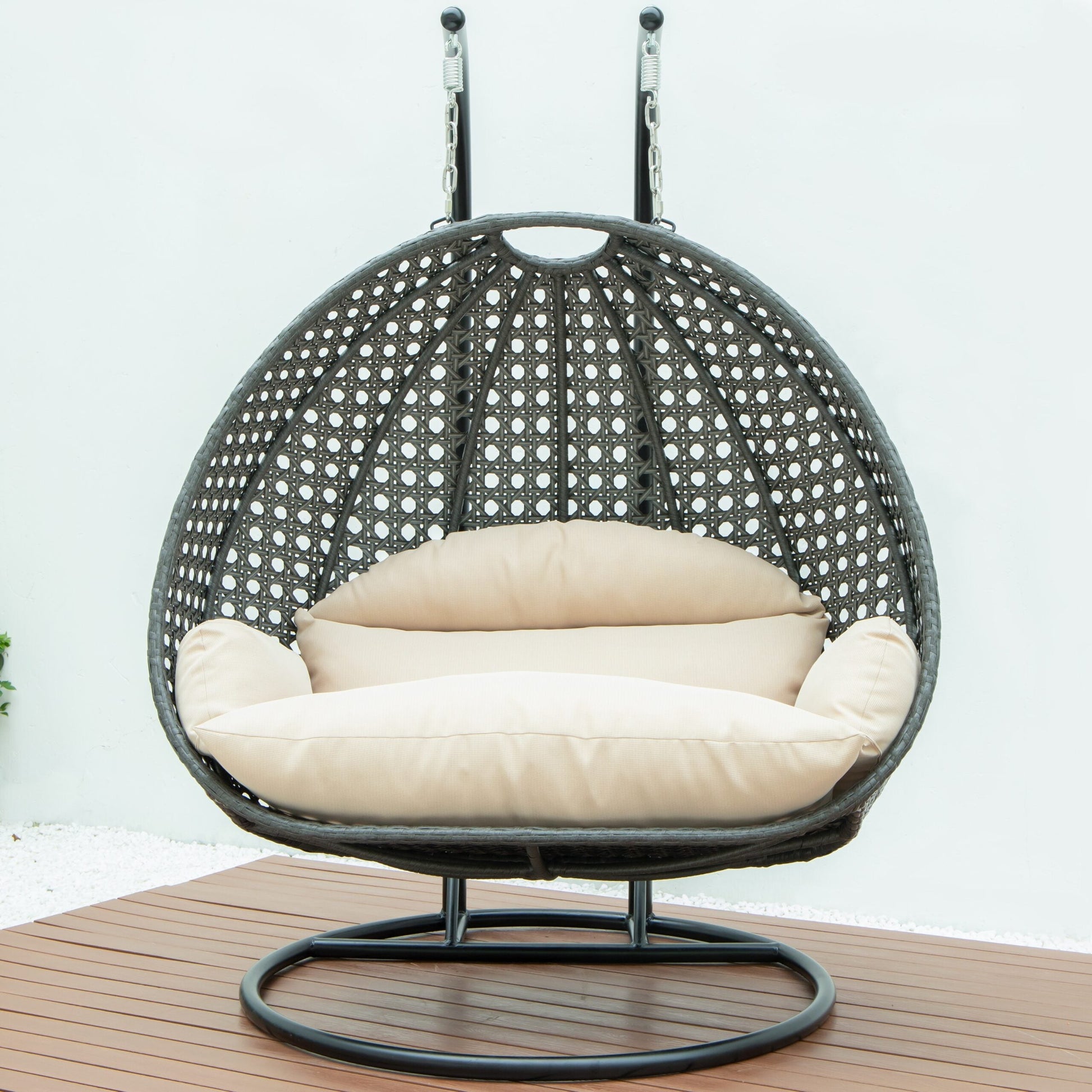 Paccio Double Seater Hanging Swing With Stand For Balcony , Garden Swing (Dark Grey)