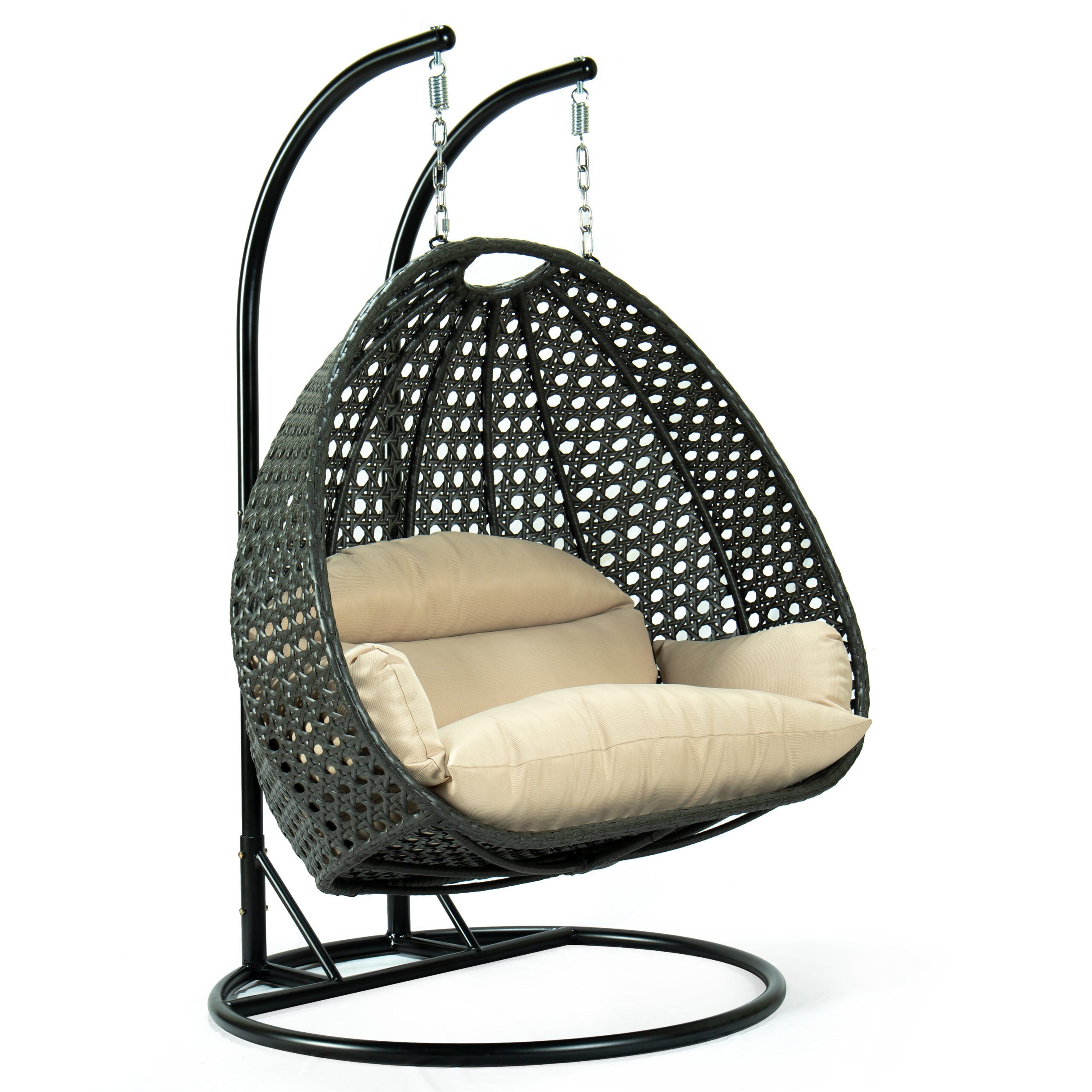 Paccio Double Seater Hanging Swing With Stand For Balcony , Garden Swing (Dark Grey)