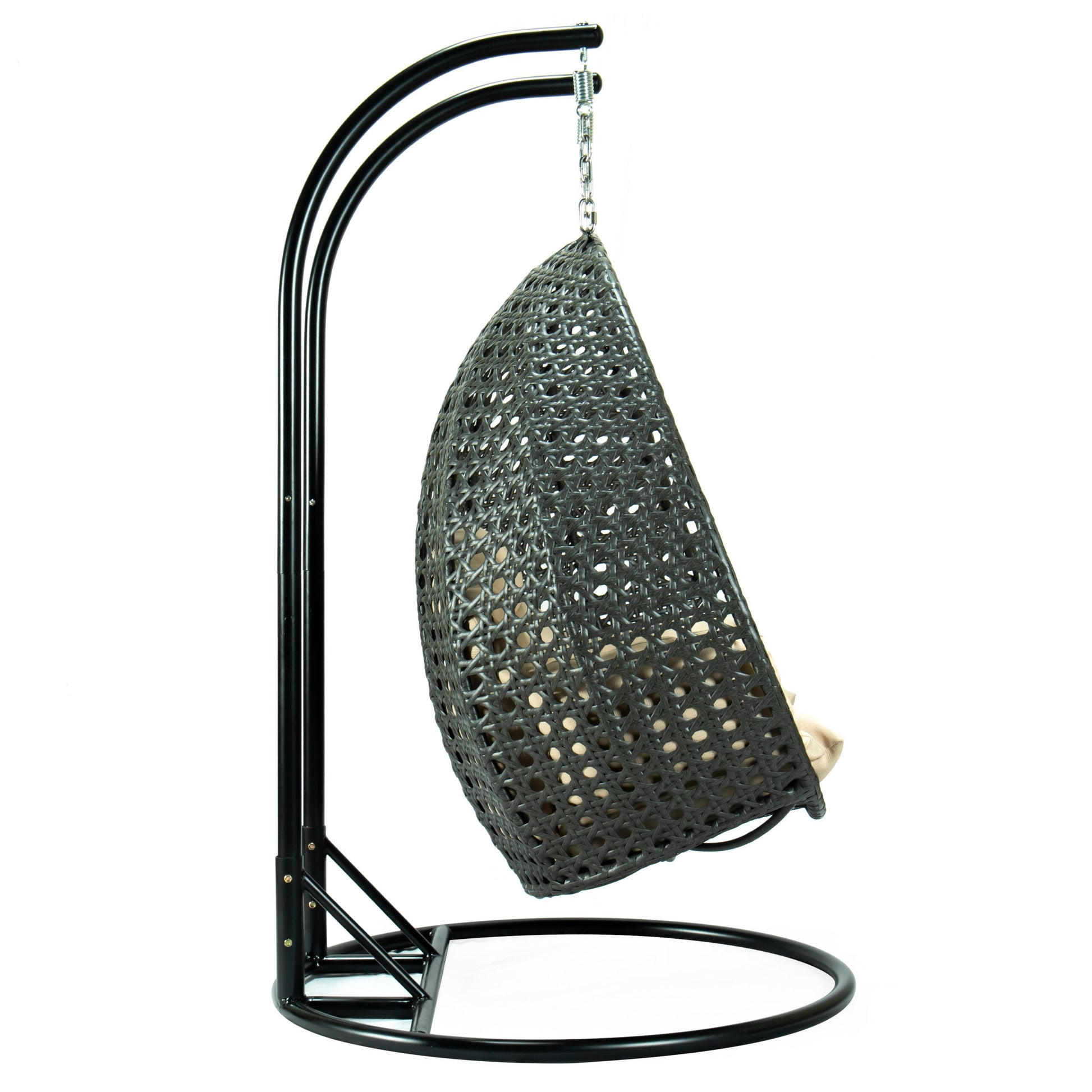 Paccio Double Seater Hanging Swing With Stand For Balcony , Garden Swing (Dark Grey)