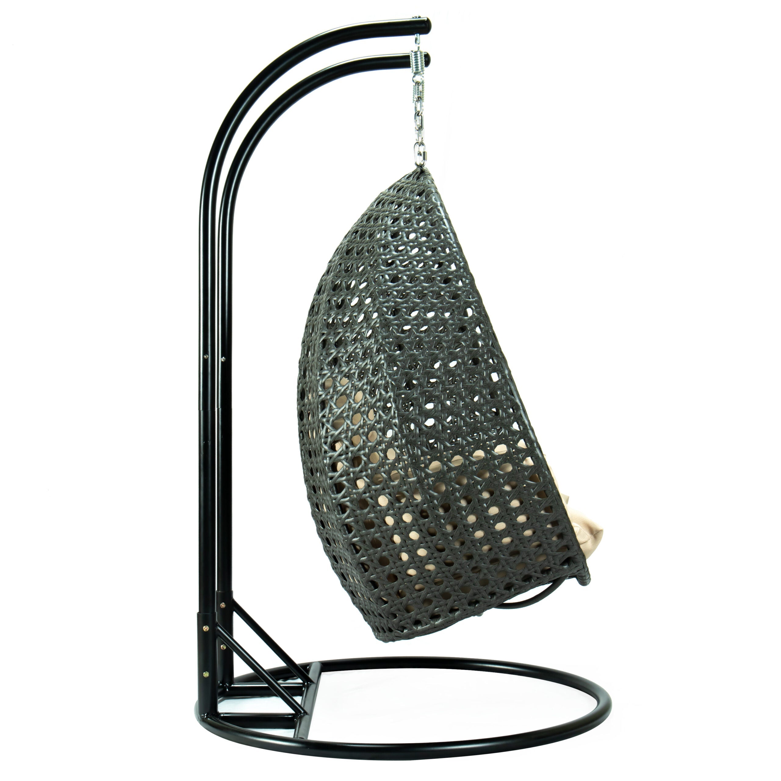 Paccio Double Seater Hanging Swing With Stand For Balcony , Garden Swing (Dark Grey)