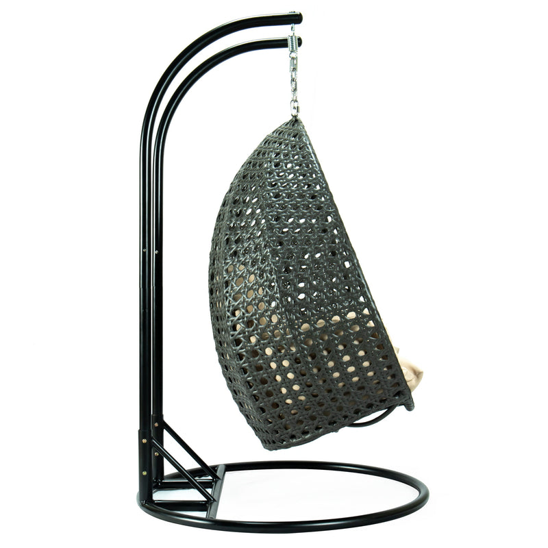Paccio Double Seater Hanging Swing With Stand For Balcony , Garden Swing (Dark Grey)