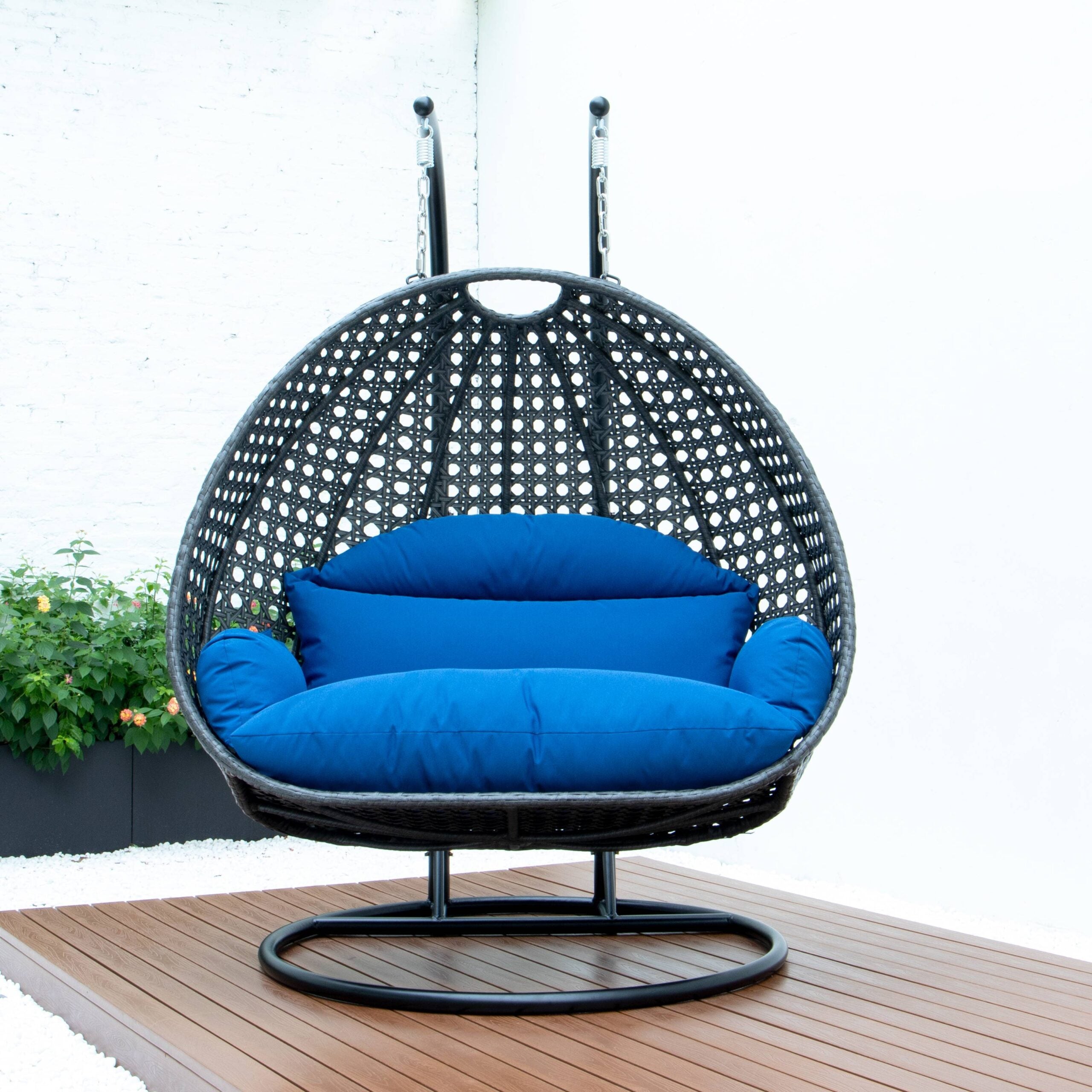 Paccio Double Seater Hanging Swing With Stand For Balcony , Garden Swing (Dark Grey)
