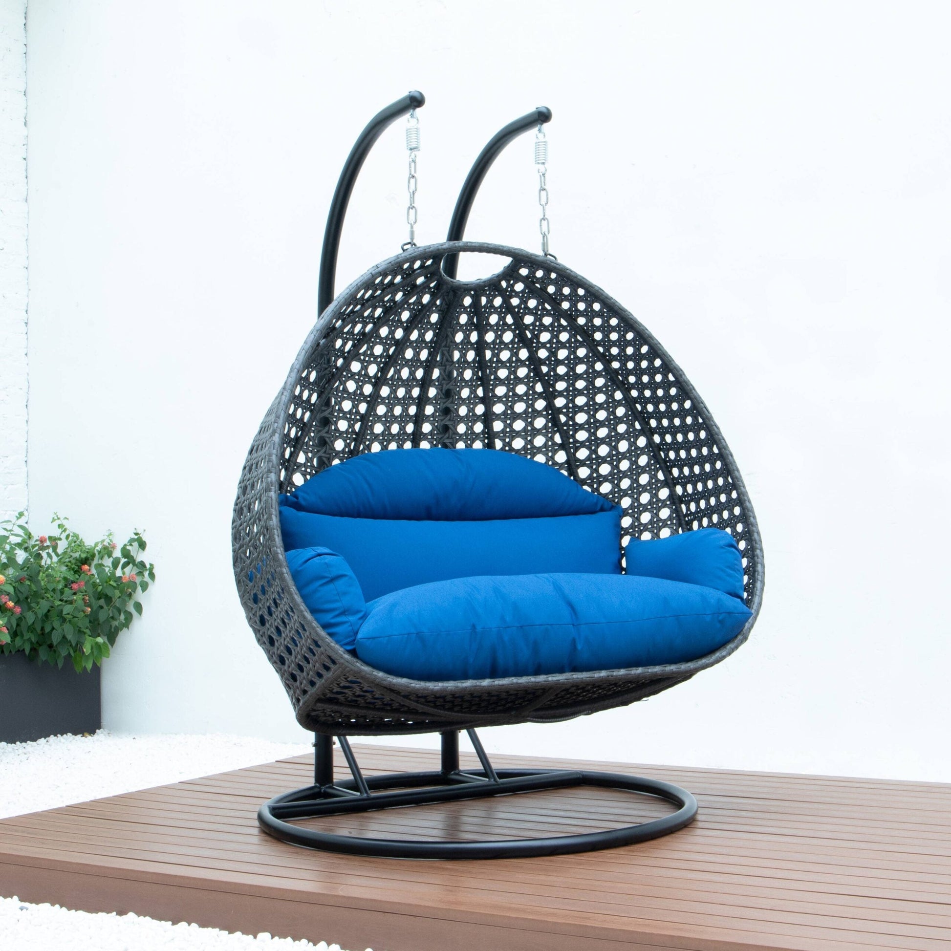 Paccio Double Seater Hanging Swing With Stand For Balcony , Garden Swing (Dark Grey)