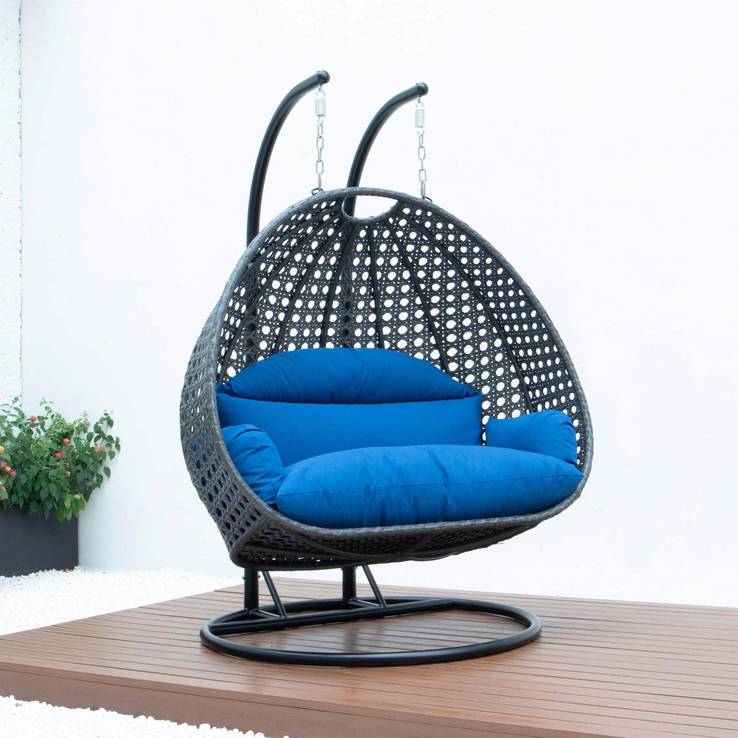Paccio Double Seater Hanging Swing With Stand For Balcony , Garden Swing (Dark Grey)