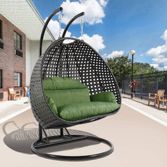 Paccio Double Seater Hanging Swing With Stand For Balcony , Garden Swing (Dark Grey)