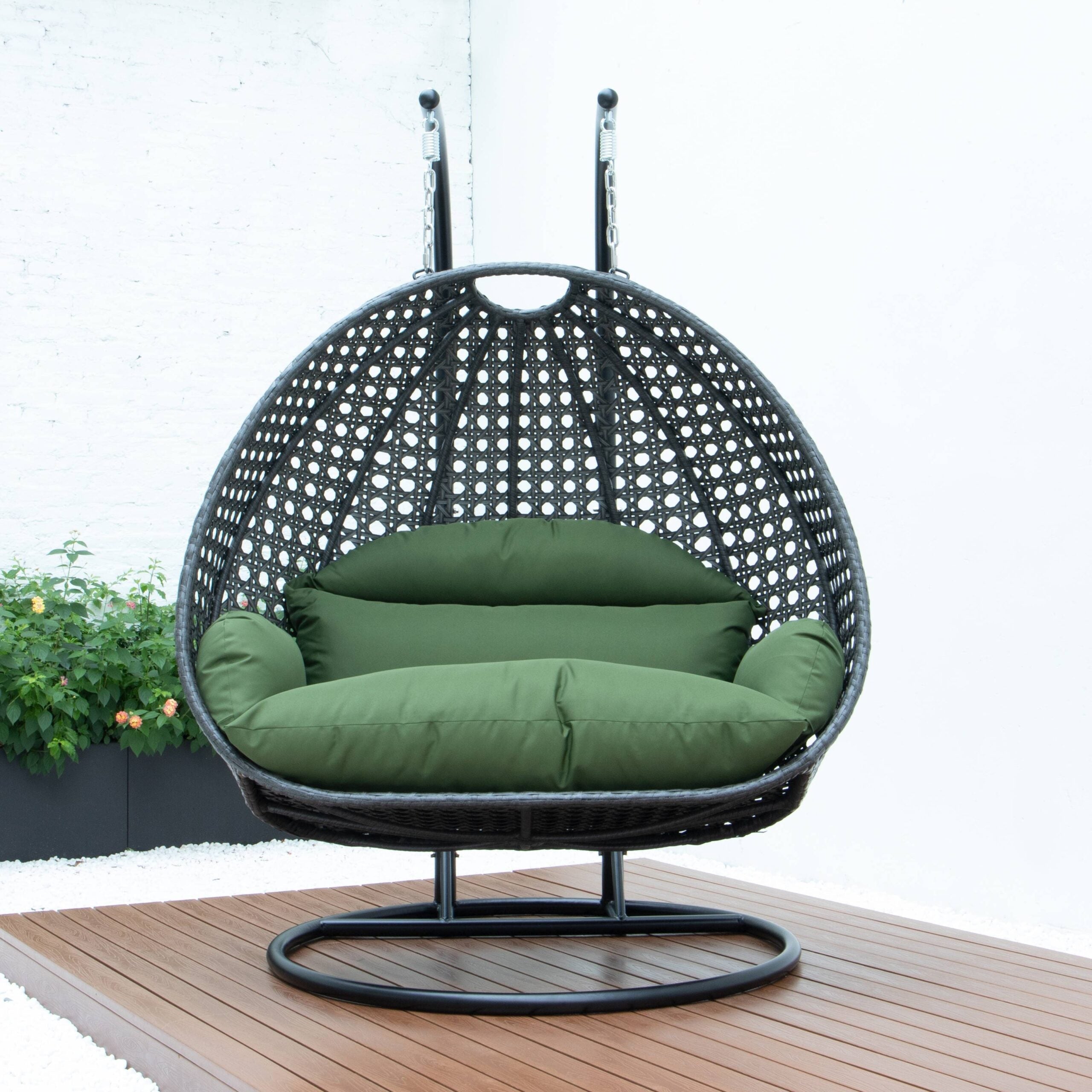 Paccio Double Seater Hanging Swing With Stand For Balcony , Garden Swing (Dark Grey)