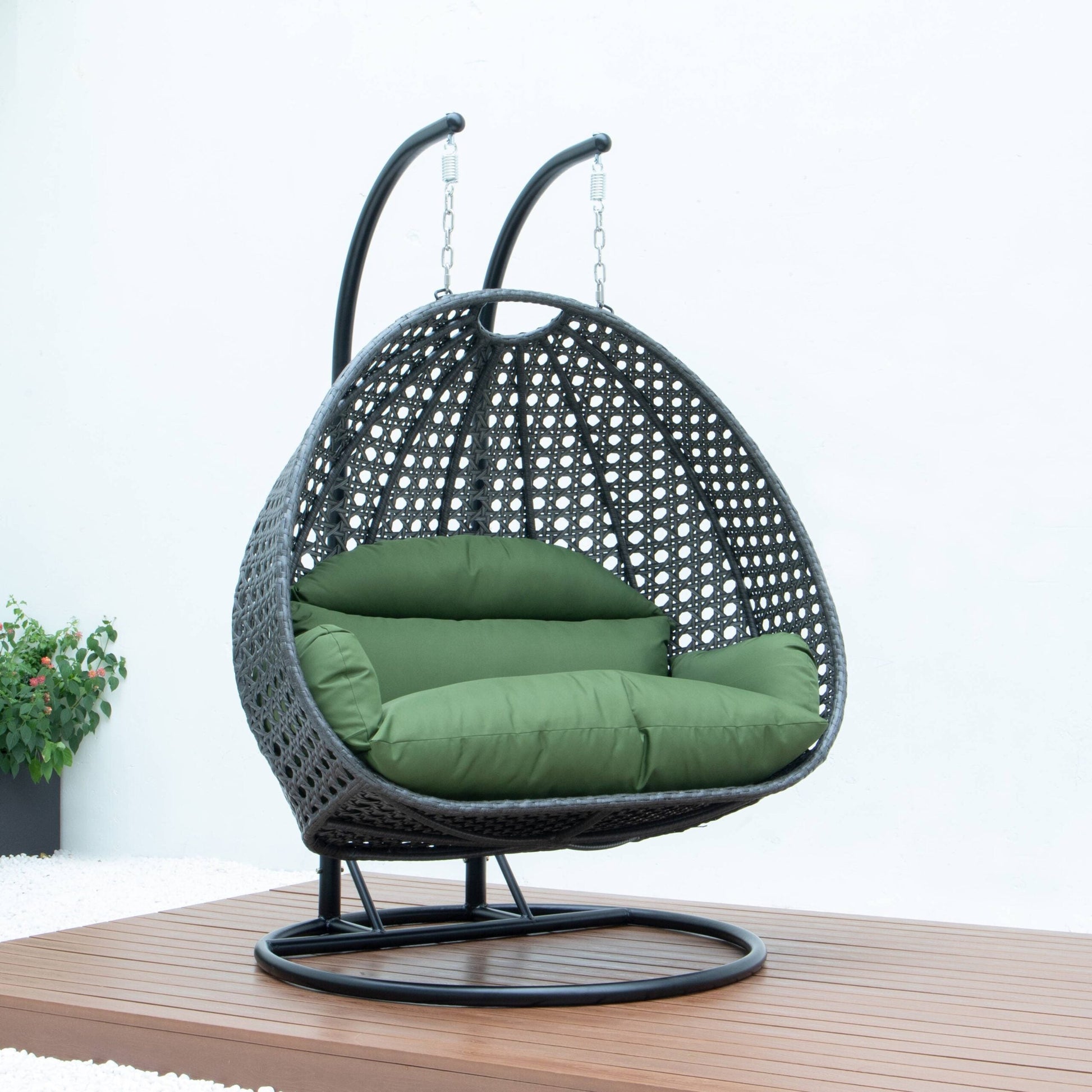 Paccio Double Seater Hanging Swing With Stand For Balcony , Garden Swing (Dark Grey)