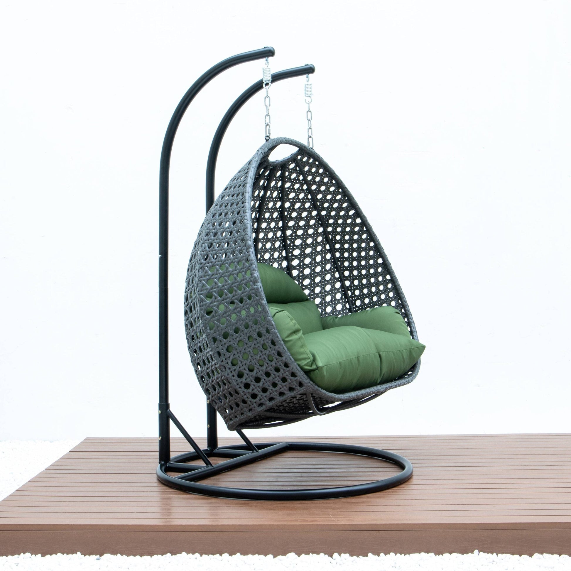 Paccio Double Seater Hanging Swing With Stand For Balcony , Garden Swing (Dark Grey)