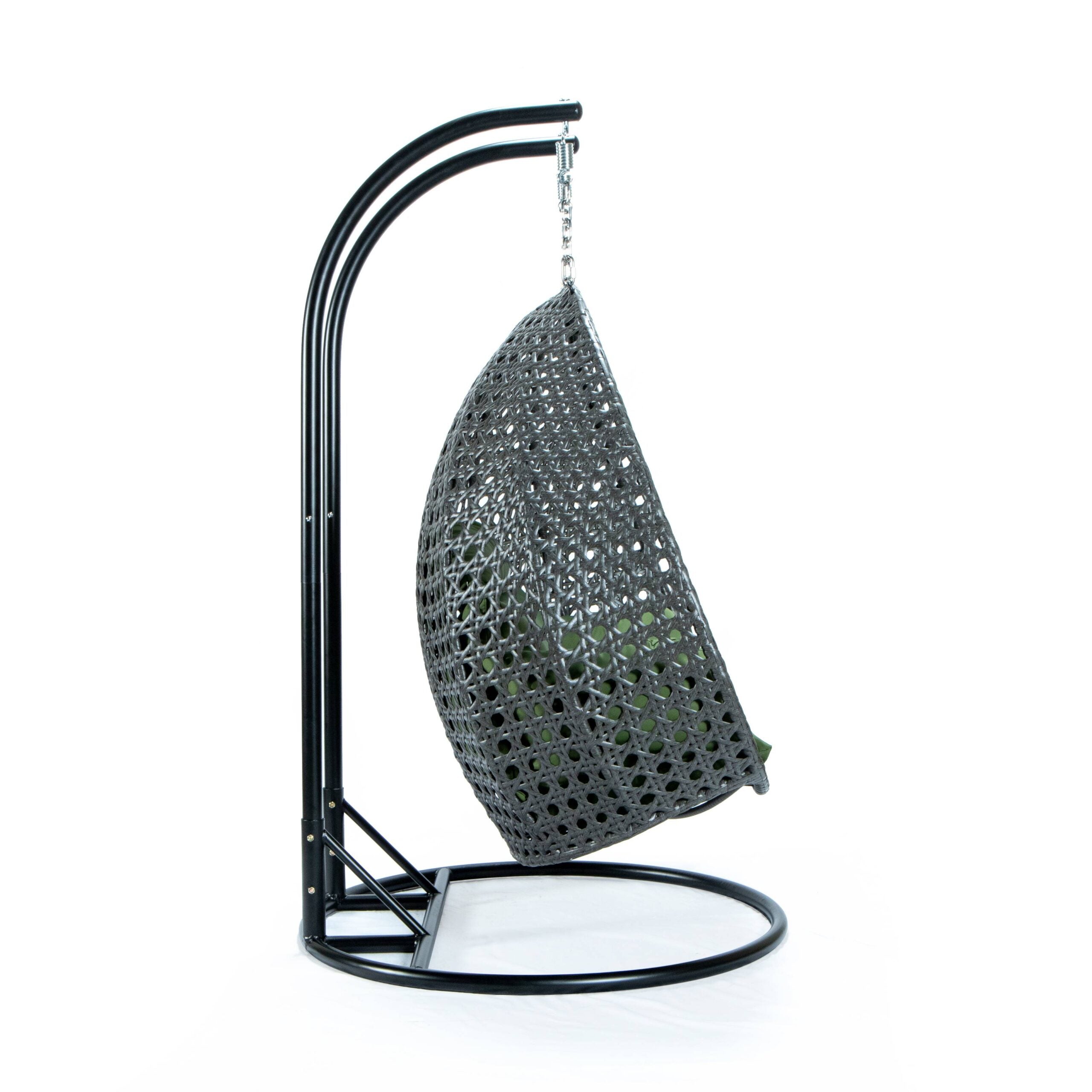 Paccio Double Seater Hanging Swing With Stand For Balcony , Garden Swing (Dark Grey)