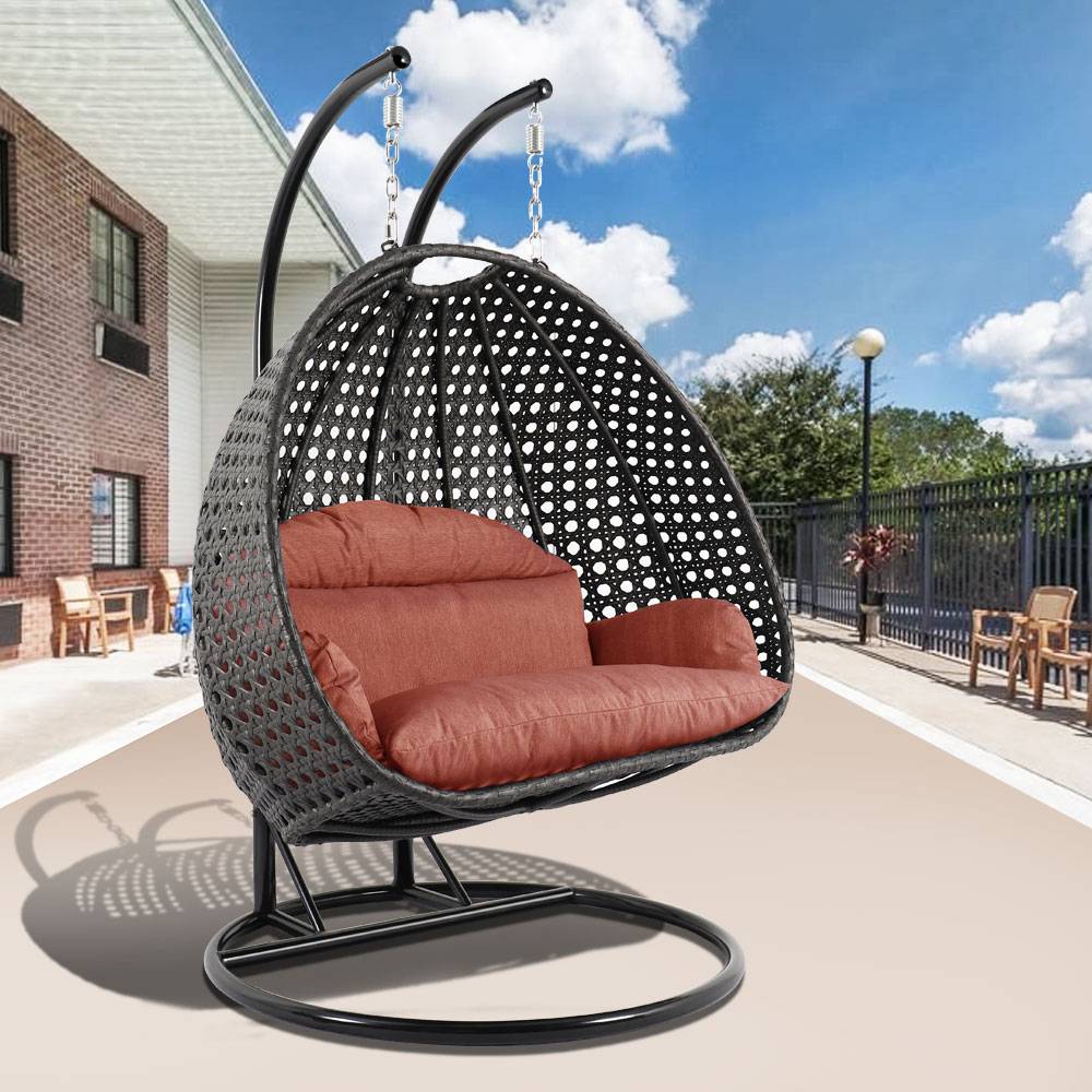 Paccio Double Seater Hanging Swing With Stand For Balcony , Garden Swing (Dark Grey)