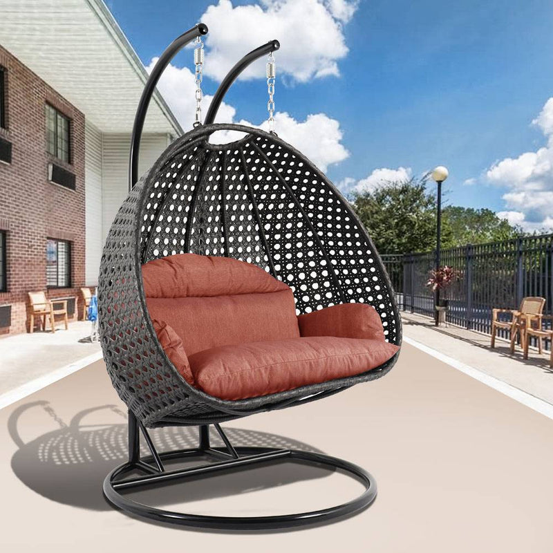 Paccio Double Seater Hanging Swing With Stand For Balcony , Garden Swing (Dark Grey)