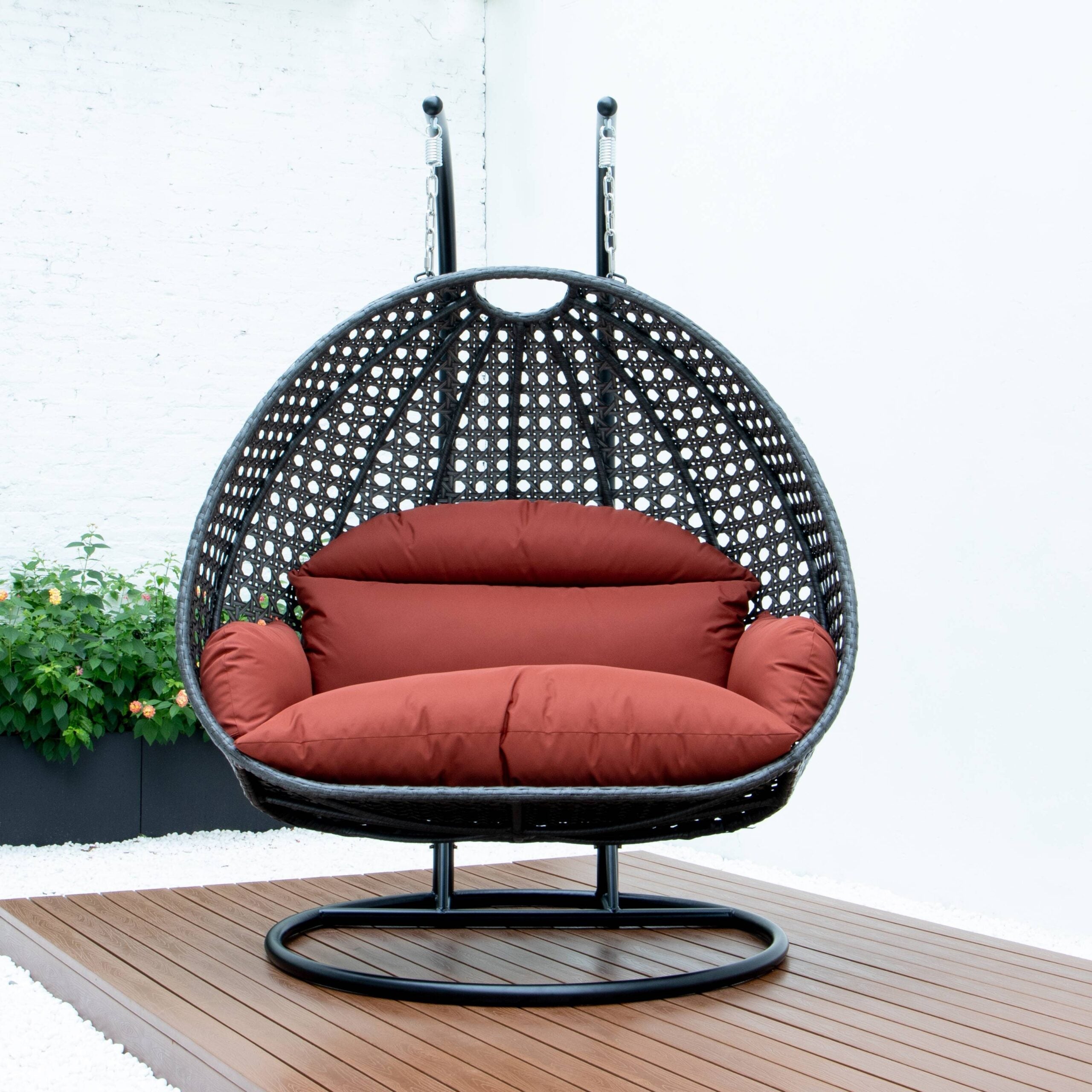 Paccio Double Seater Hanging Swing With Stand For Balcony , Garden Swing (Dark Grey)