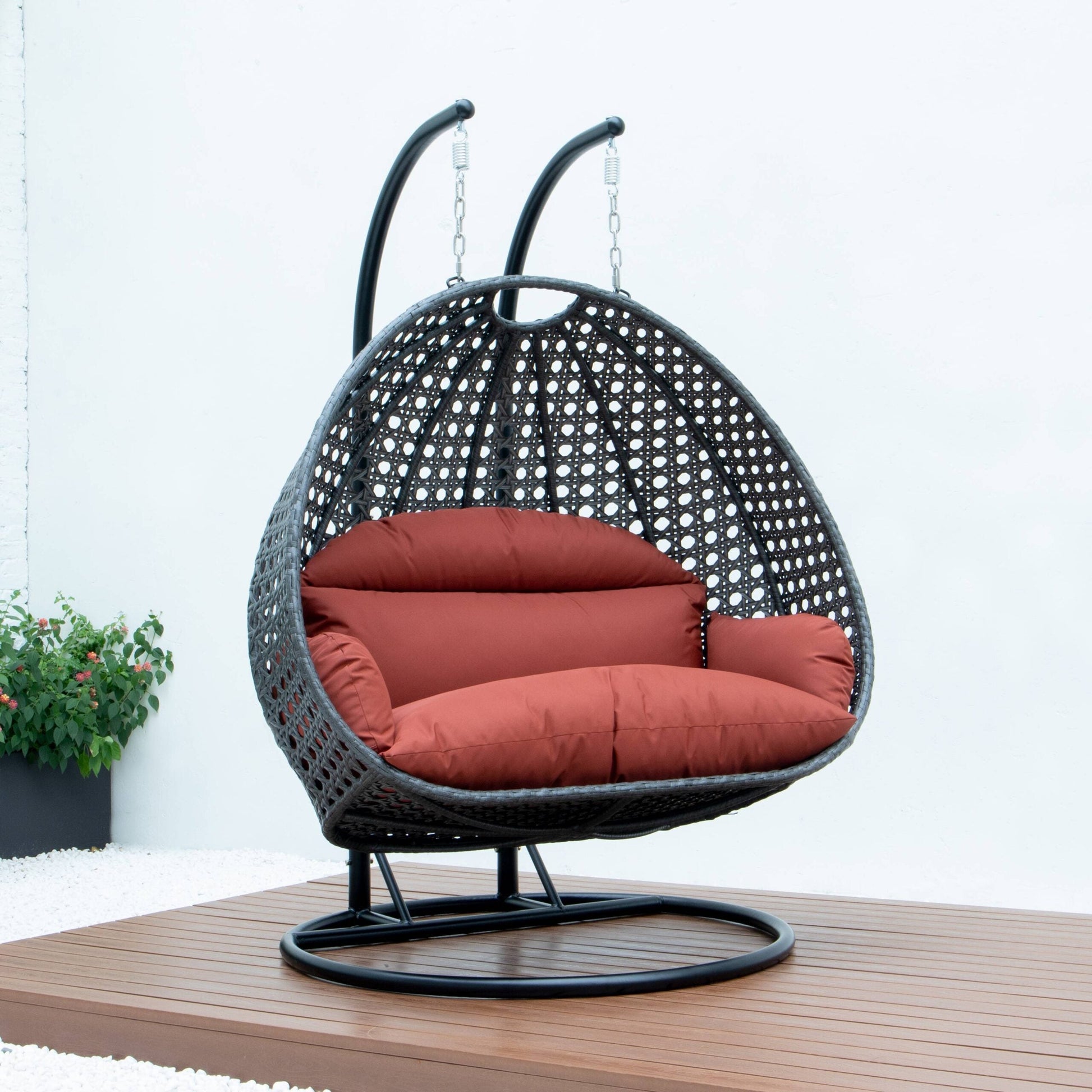 Paccio Double Seater Hanging Swing With Stand For Balcony , Garden Swing (Dark Grey)