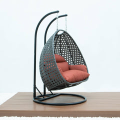 Paccio Double Seater Hanging Swing With Stand For Balcony , Garden Swing (Dark Grey)